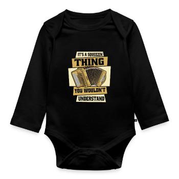 Akkordeon - Baby Bio-Langarm-Body - Schwarz - Vorne