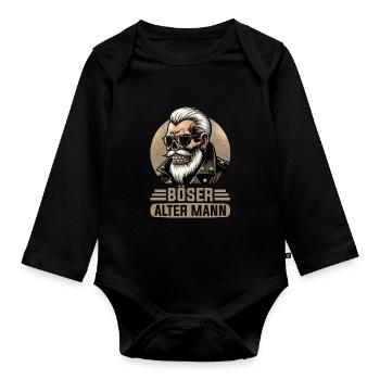 Bad Old Man Motorcycle Biker Saying Funny - Organic Longsleeve Baby Bodysuit - black - Front
