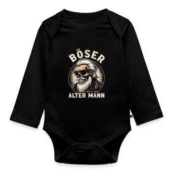 Bad Old Man Motorcycle Biker Saying Funny - Organic Longsleeve Baby Bodysuit - black - Front