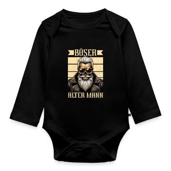 Bad Old Man Motorcycle Biker Saying Funny - Organic Longsleeve Baby Bodysuit - black - Front