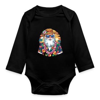 Weihnachtsmann Santa Claus Christmas Weihnachten - Baby Bio-Langarm-Body - Schwarz - Vorne