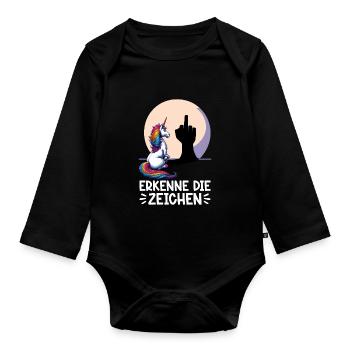 Recognize the Signs Unicorn Shadow Funnier - Organic Longsleeve Baby Bodysuit - black - Front