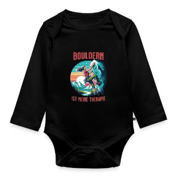 Bouldern ist meine Therapie - Boulderin Geschenk - Baby Bio-Langarm-Body - Schwarz - Vorne
