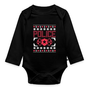 Funny Police Christmas Gifts - Organic Longsleeve Baby Bodysuit - black - Front