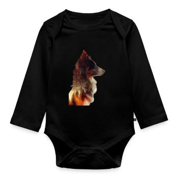 Border Collie - Organic Longsleeve Baby Bodysuit - black - Front