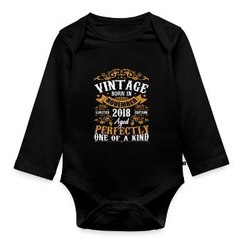 Vintage November 2018 Anniversary November 2018 - Organic Longsleeve Baby Bodysuit - black - Front