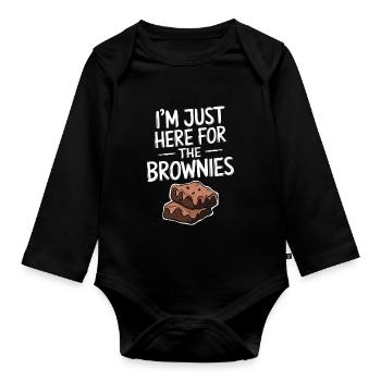 Brownies Saying Pastry Funny Brownie Gift - Organic Longsleeve Baby Bodysuit - black - Front