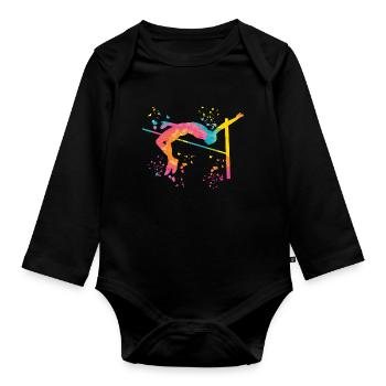 High Jumper Watercolor High Jump - Organic Longsleeve Baby Bodysuit - black - Front