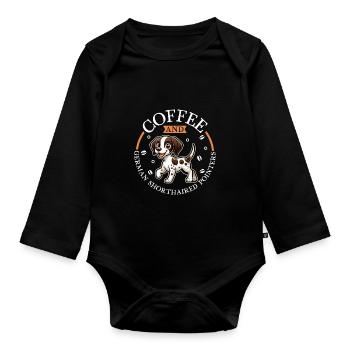 Café et German Shorthair - Body Bébé bio manches longues - noir - Devant