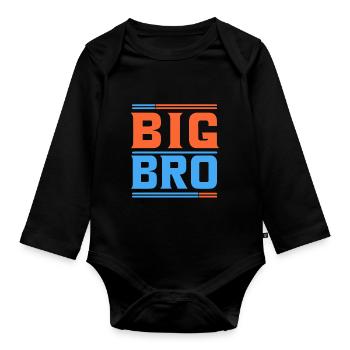 BIG BRO - Organic Longsleeve Baby Bodysuit - black - Front