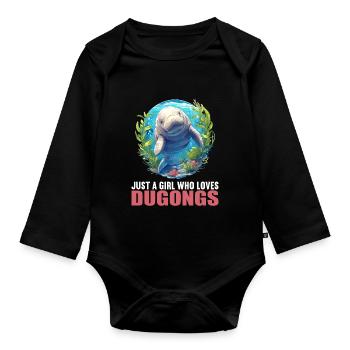 Manatee Dugongs Dugong - Organic Longsleeve Baby Bodysuit - black - Front
