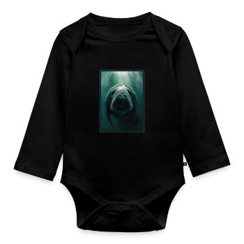Seekuh Manatees Manatee - Organic Longsleeve Baby Bodysuit - black - Front