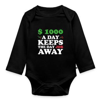 Day Trading Day Trader Bourse Bourse - Body Bébé bio manches longues - noir - Devant