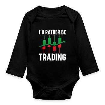 Day Trading Day Trader Bourse Bourse - Body Bébé bio manches longues - noir - Devant