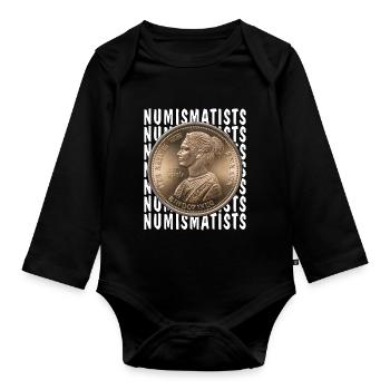 COINS NUMISMATISTS - Baby Bio-Langarm-Body - Schwarz - Vorne