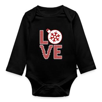 Love Christmas Balls - Organic Longsleeve Baby Bodysuit - black - Front