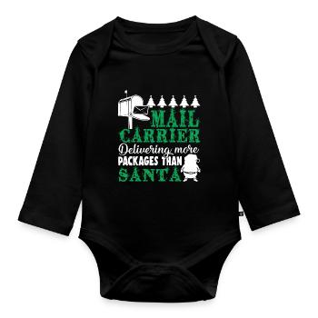 Christmas Mail Carrier Delivering More Packages - Organic Longsleeve Baby Bodysuit - black - Front