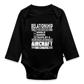 Aircraft Mechanic Relationship Status - Organic Longsleeve Baby Bodysuit - black - Front