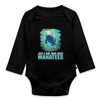 Seekuh Manatees Manatee - Organic Longsleeve Baby Bodysuit - black - Front