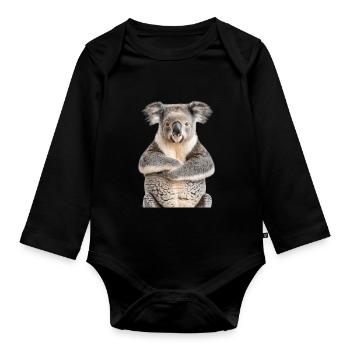 Koala - Organic Longsleeve Baby Bodysuit - black - Front