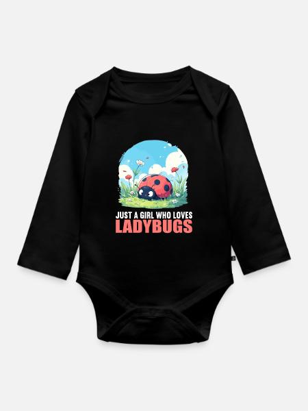 Ladybug Marienkäfer - Baby Bio-Langarm-Body - Schwarz