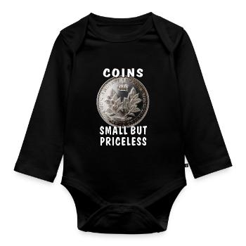 COINS SMALL BUT PRICELESS - Baby Bio-Langarm-Body - Schwarz - Vorne