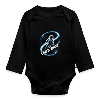 Ich brauche einen Weltraum-Raumfahrer-Astronauten - Baby Bio-Langarm-Body - Schwarz - Vorne
