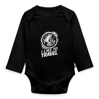 Ich reise gerne / Weltkarte - Baby Bio-Langarm-Body - Schwarz - Vorne