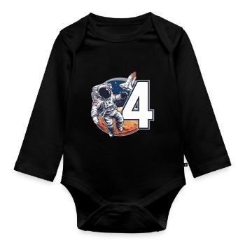 5th Birthday Astronaut Space Adventure for Boys - Baby Bio-Langarm-Body - Schwarz - Vorne