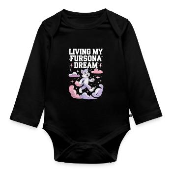 Furry Fandom Enthusiast Cosplay Fun and Fursuiting - Organic Longsleeve Baby Bodysuit - black - Front