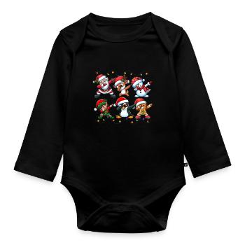 Dabbing Santa Elf Christmas Squad Boys Girls - Baby Bio-Langarm-Body - Schwarz - Vorne