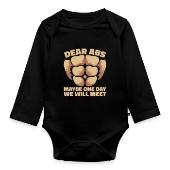 Fitness Trainer Gewichtheben GYM Bodybuilding - Baby Bio-Langarm-Body - Schwarz - Vorne