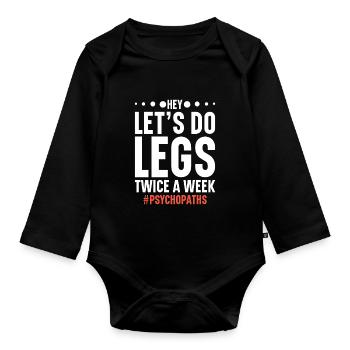 Fitness Trainer Gewichtheben GYM Bodybuilding - Baby Bio-Langarm-Body - Schwarz - Vorne