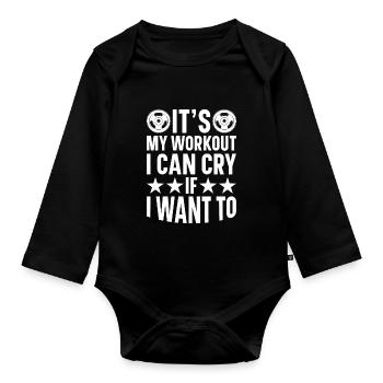 Fitness Trainer Gewichtheben GYM Bodybuilding - Baby Bio-Langarm-Body - Schwarz - Vorne