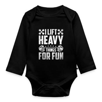 Fitness Trainer Gewichtheben GYM Bodybuilding - Baby Bio-Langarm-Body - Schwarz - Vorne