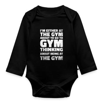 Fitness Trainer Gewichtheben GYM Bodybuilding - Baby Bio-Langarm-Body - Schwarz - Vorne
