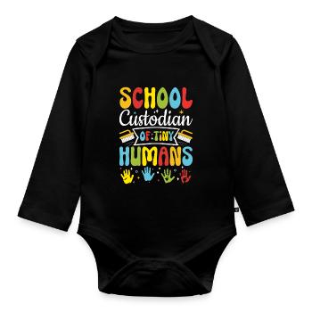 Gardien D’école De Minuscules Humains Drôle Concierge - Body Bébé bio manches longues - noir - Devant