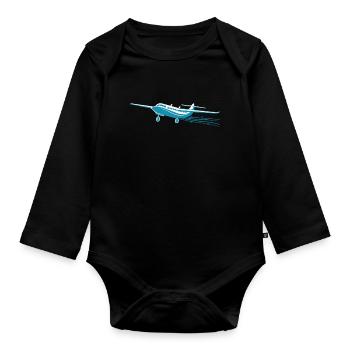 Meine Erste Flugreise Erstes Mal Fliegen - Baby Bio-Langarm-Body - Schwarz - Vorne