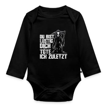Tu es drôle, je t’aurai le dernier Faucheur - Body Bébé bio manches longues - noir - Devant