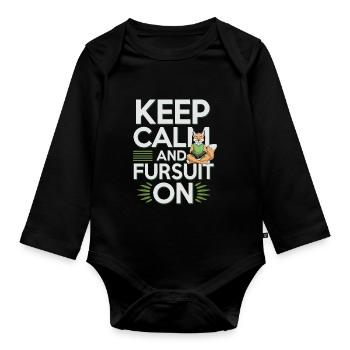 Furry Fandom Enthusiast Cosplay Fun and Fursuiting - Organic Longsleeve Baby Bodysuit - black - Front