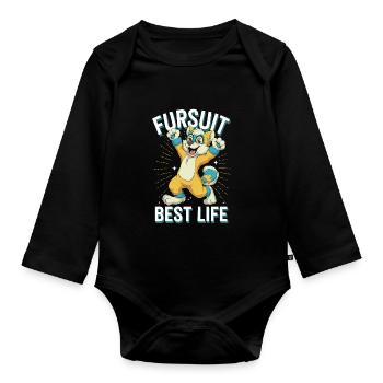 Furry Fandom Enthusiast Cosplay Fun and Fursuiting - Organic Longsleeve Baby Bodysuit - black - Front