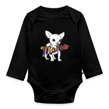 Chihuahua Chihuahua Mama - Organic Longsleeve Baby Bodysuit - black - Front