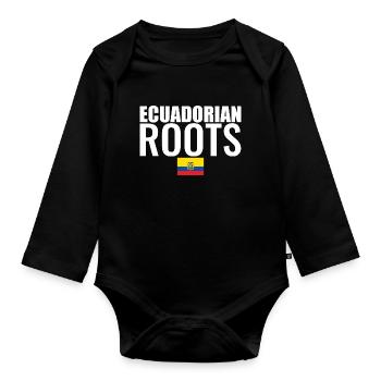 Ecuadorian Roots Ecuador Ecuadorianisch Flagge - Baby Bio-Langarm-Body - Schwarz - Vorne