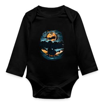 Meine Erste Flugreise Erstes Mal Fliegen - Baby Bio-Langarm-Body - Schwarz - Vorne