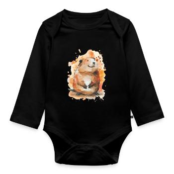 Biber - Baby Bio-Langarm-Body - Schwarz - Vorne