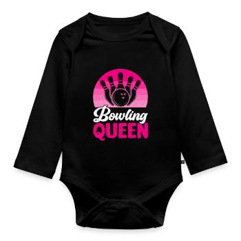 Bowling Girl Funny Ladies Team Bowler Sport - Organic Longsleeve Baby Bodysuit - black - Front