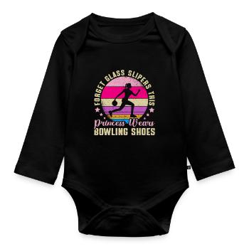 Bowling Girl Funny Ladies Team Bowler Sport - Organic Longsleeve Baby Bodysuit - black - Front