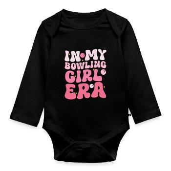 Bowling Girl Funny Ladies Team Bowler Sport - Organic Longsleeve Baby Bodysuit - black - Front