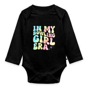 Bowling Girl Funny Ladies Team Bowler Sport - Organic Longsleeve Baby Bodysuit - black - Front