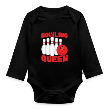 Bowling Girl Funny Ladies Team Bowler Sport - Organic Longsleeve Baby Bodysuit - black - Front